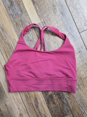 Lululemon Energy Longline Bra Sonic Pink Strappy Medium Support Yoga Size 6